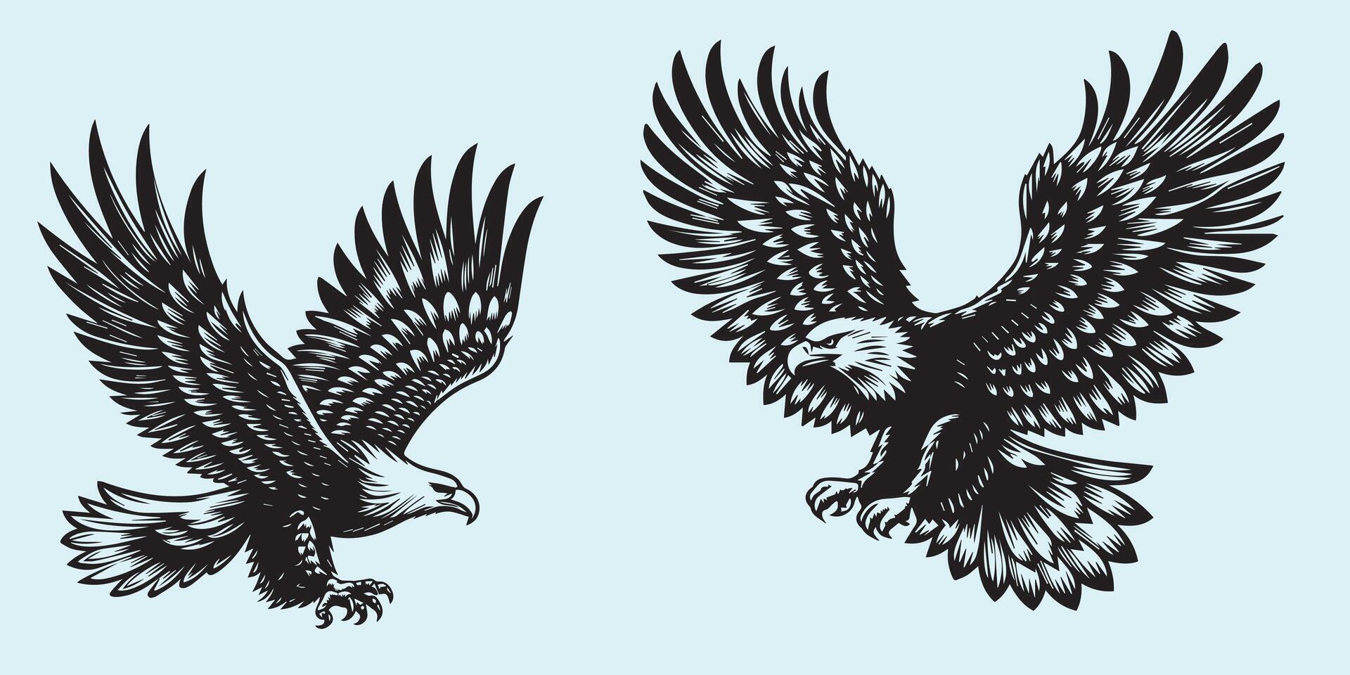 eagle set vector illustration, vector silhouette