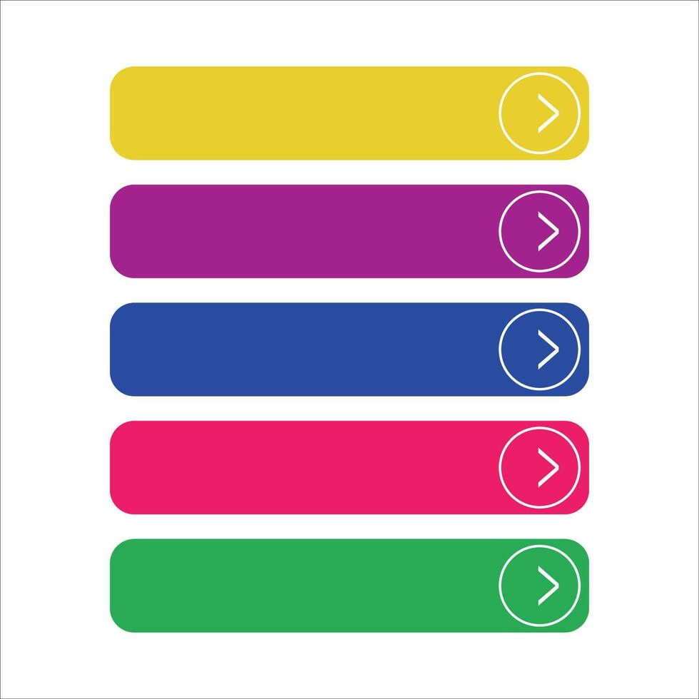 Set of colored buttons with arrows. Flat design. Vector illustration.