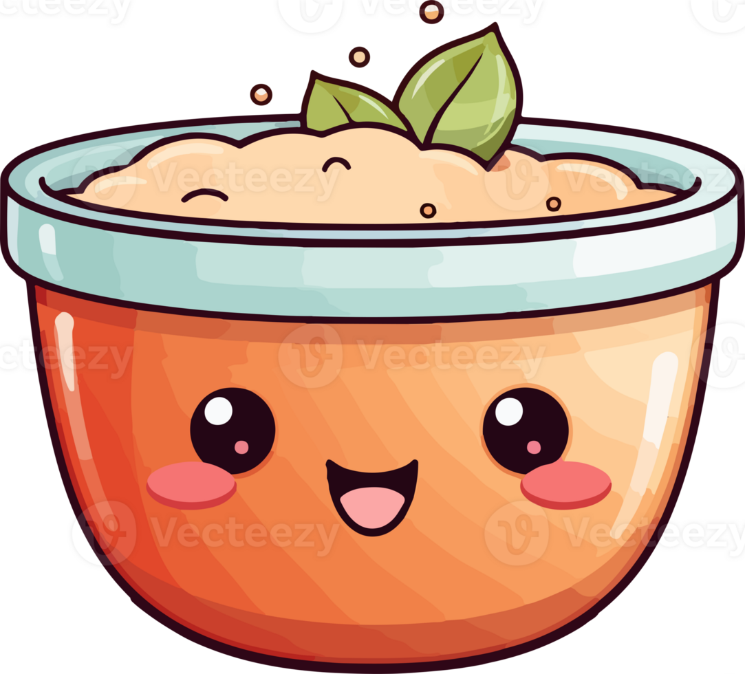 AI generated Cute soup bowl in cartoon style png
