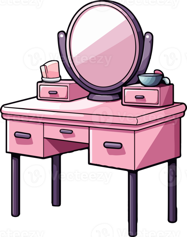 AI generated Cute dressing table in cartoon style png