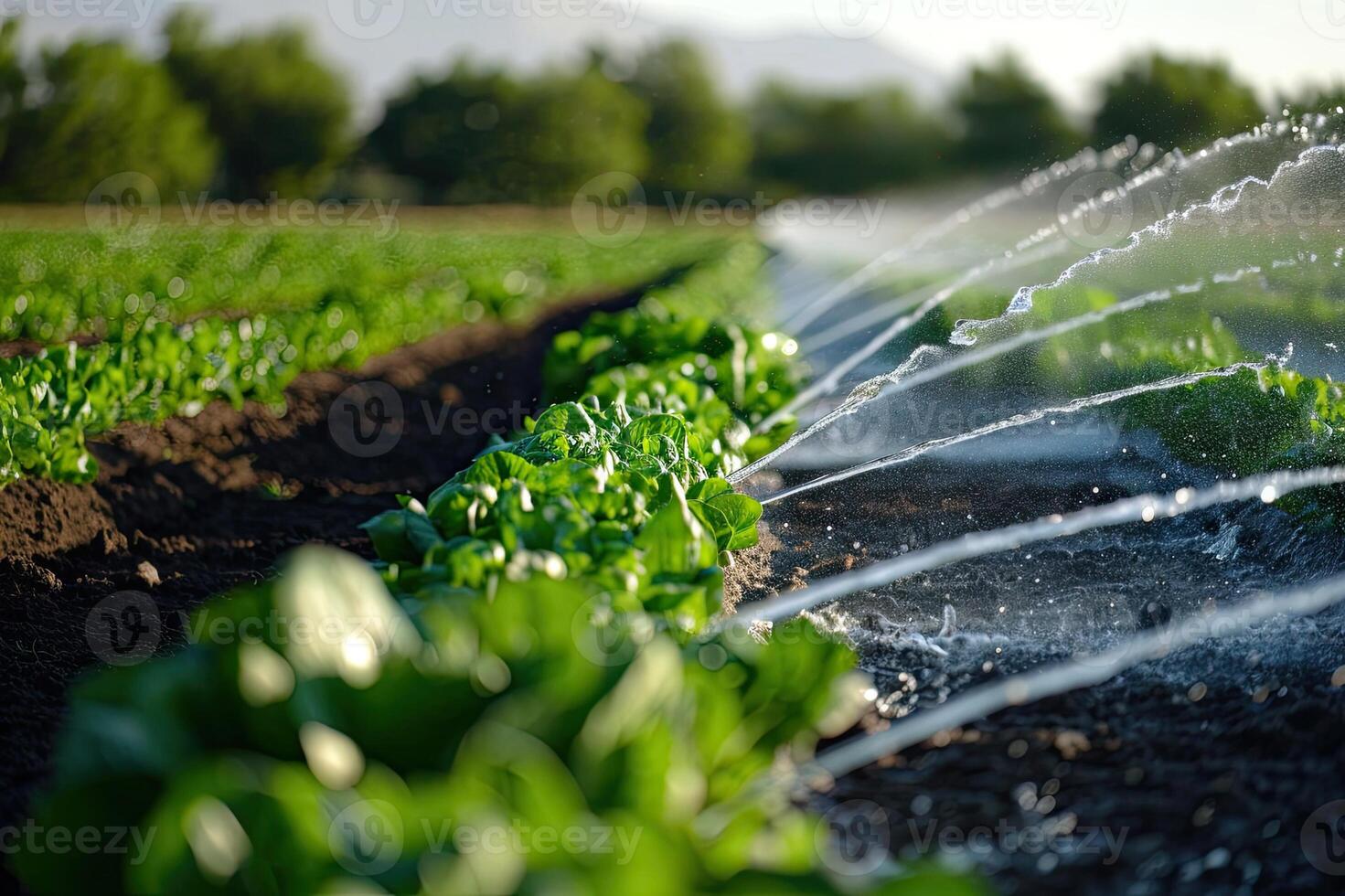 AI generated Precision irrigation systems and agricultural practices contributing to the efficient use of water in agriculture. photo