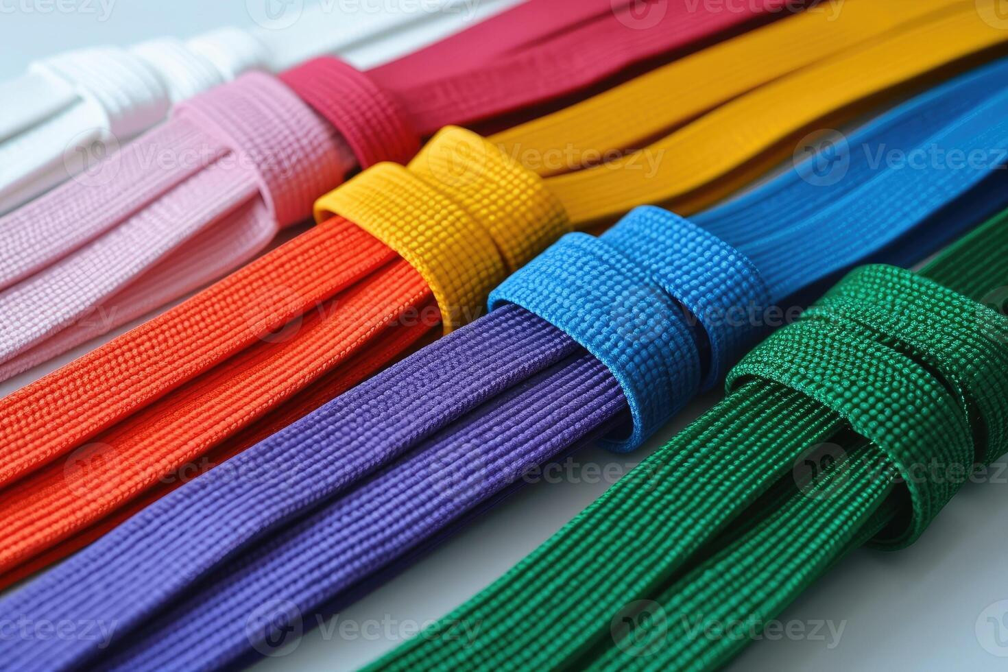 AI generated Colored strength textile tapes. Woven rope made of nylon or polyester in various colors. photo