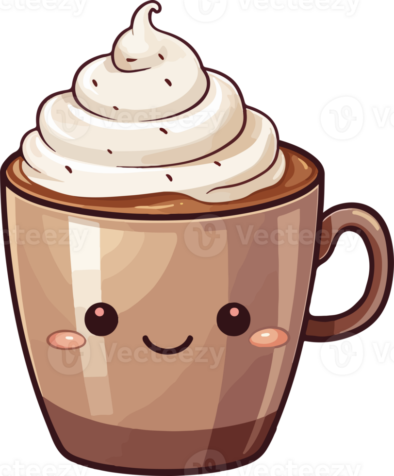 AI generated Cute hot chocolate in cartoon style 37223476 PNG