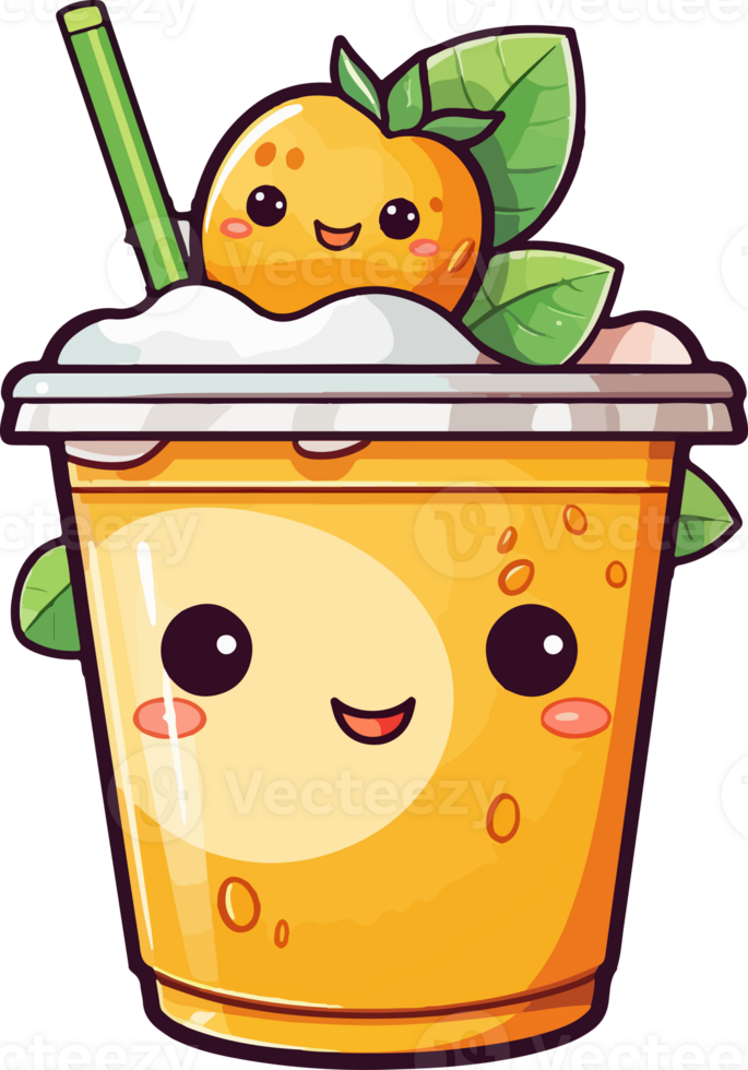 AI generated Cute smoothie in cartoon style png
