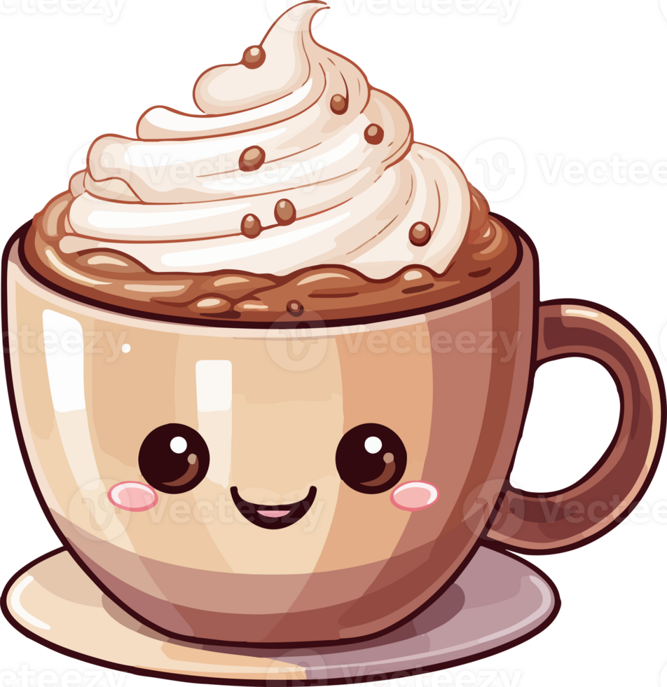 AI generated Cute hot chocolate in cartoon style png