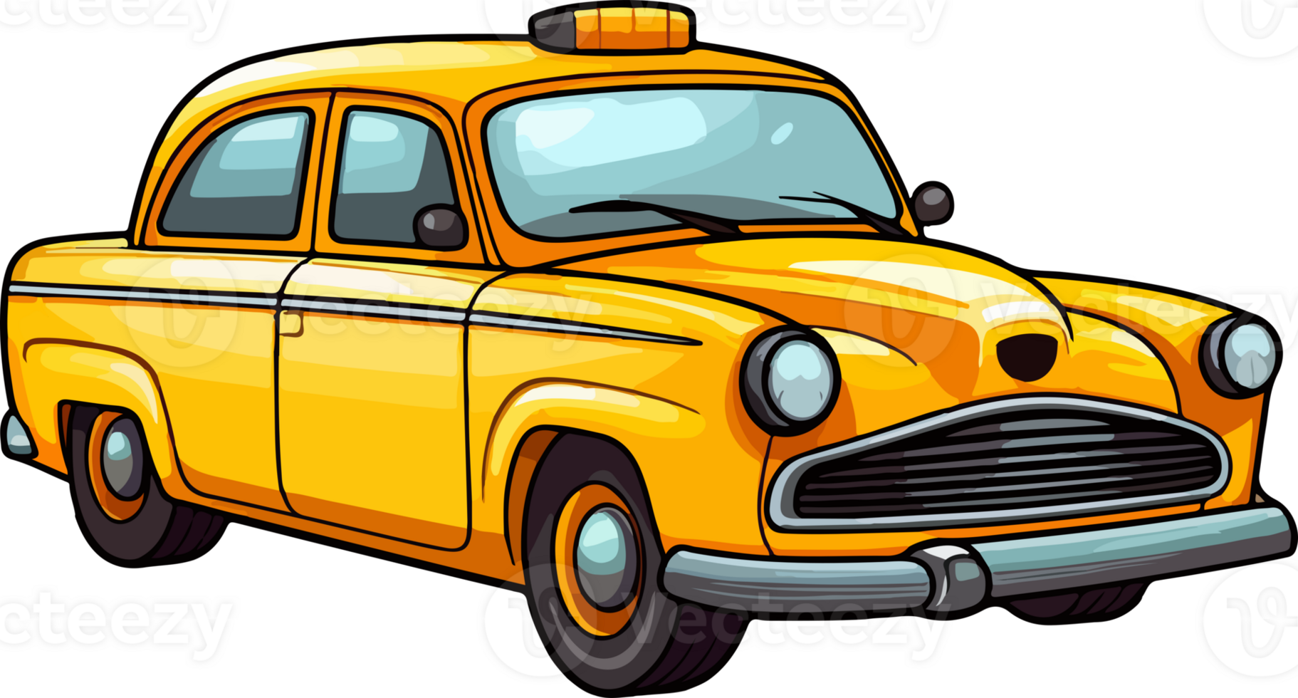 AI generated Cute taxi in cartoon style png