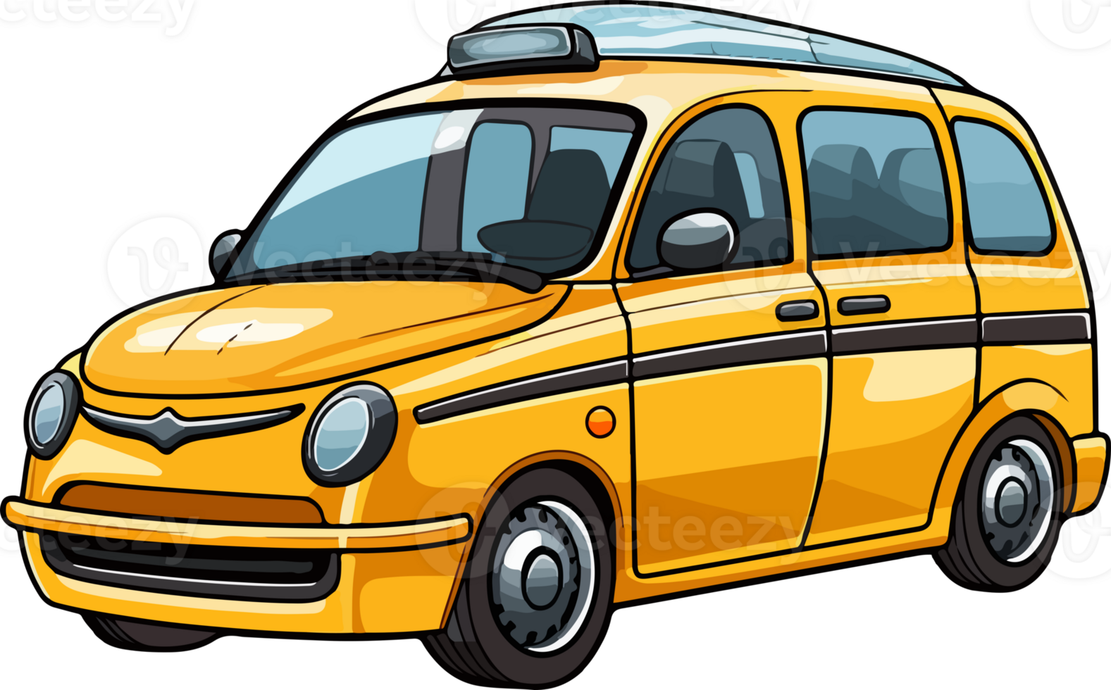 AI generated Cute taxi in cartoon style png