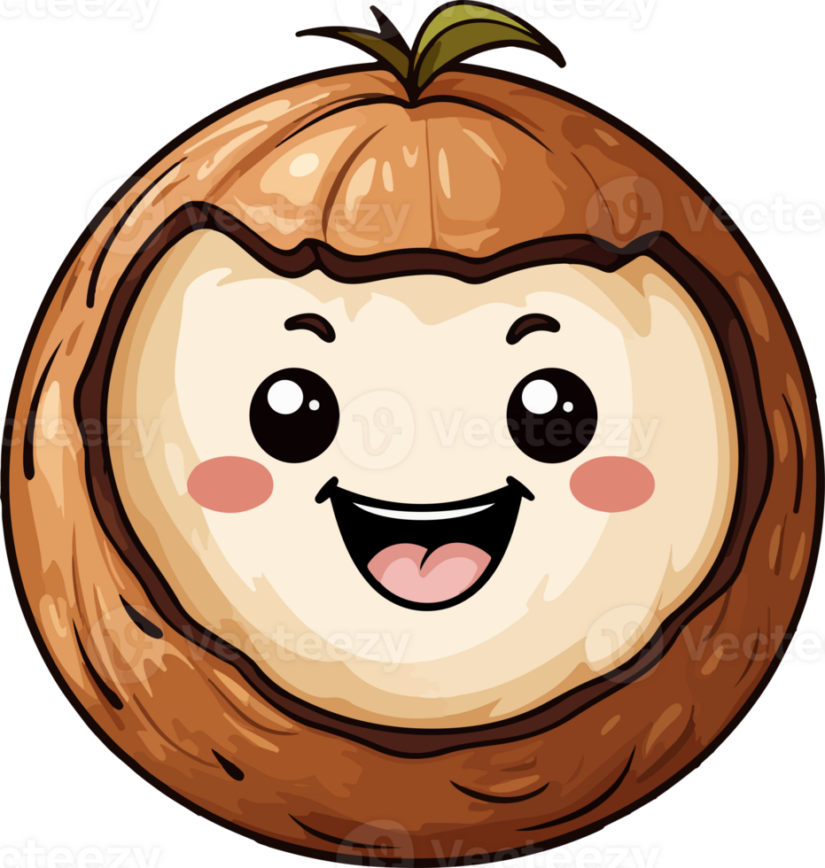 AI generated Cute coconut in cartoon style in cartoon style png