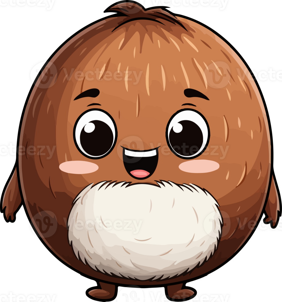 AI generated Cute coconut in cartoon style in cartoon style png