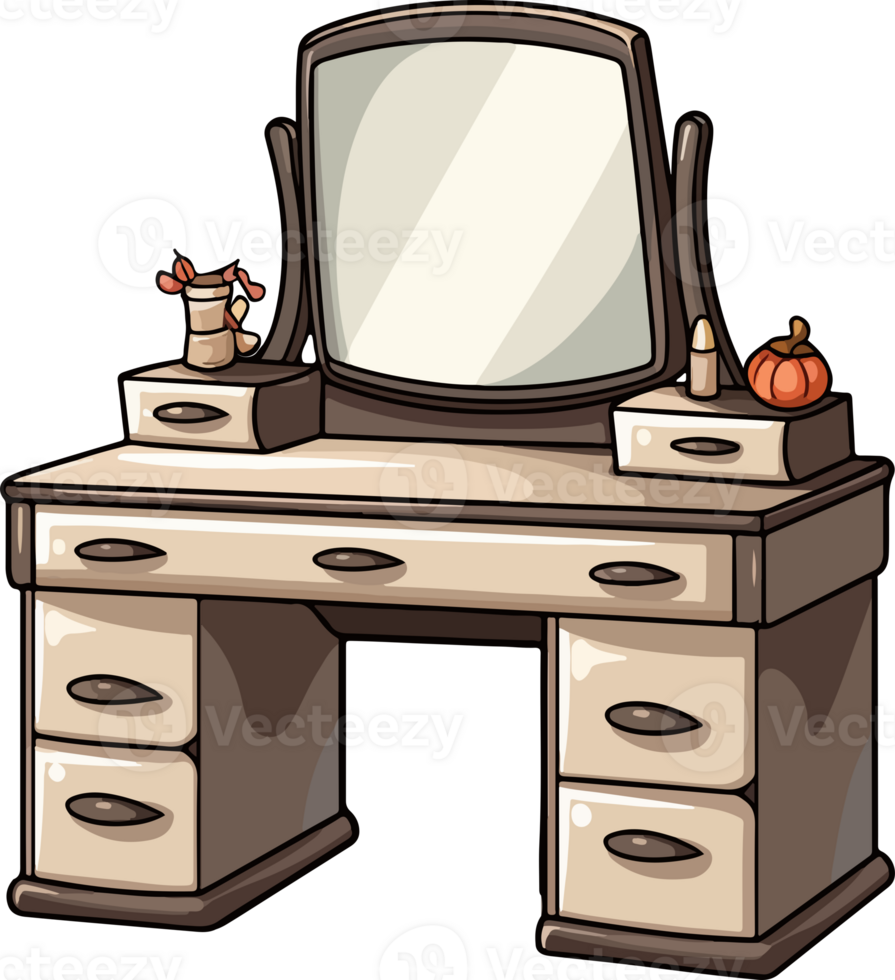 AI generated Cute dressing table in cartoon style png