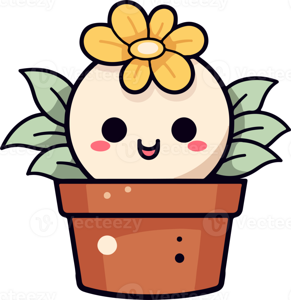 AI generated Cute Flowerpot in cartoon style png