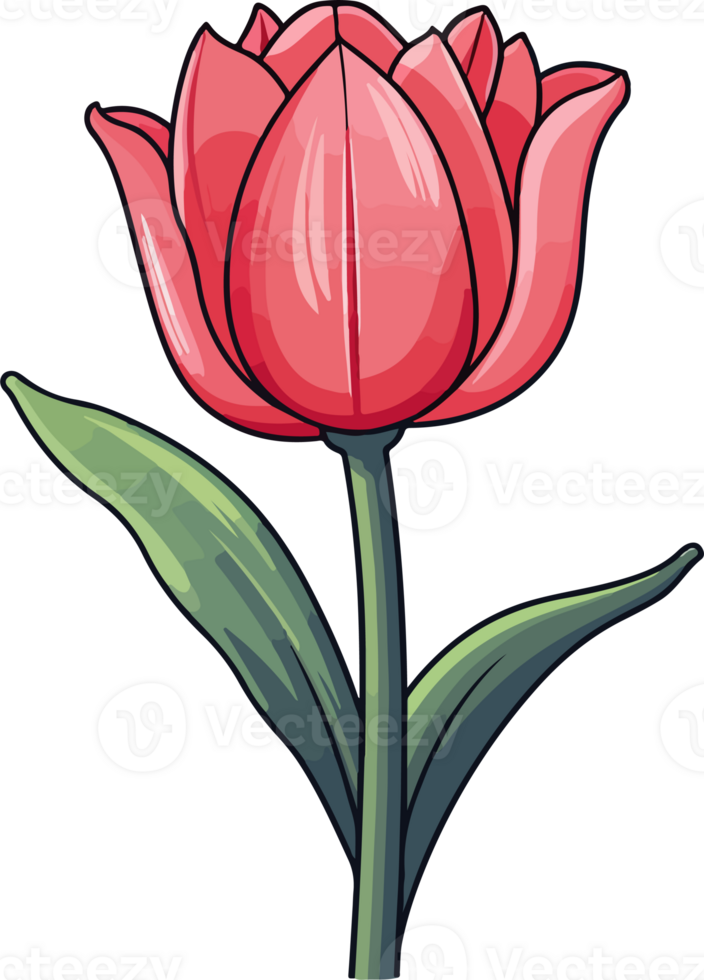 AI generated Cute tulip in cartoon style png
