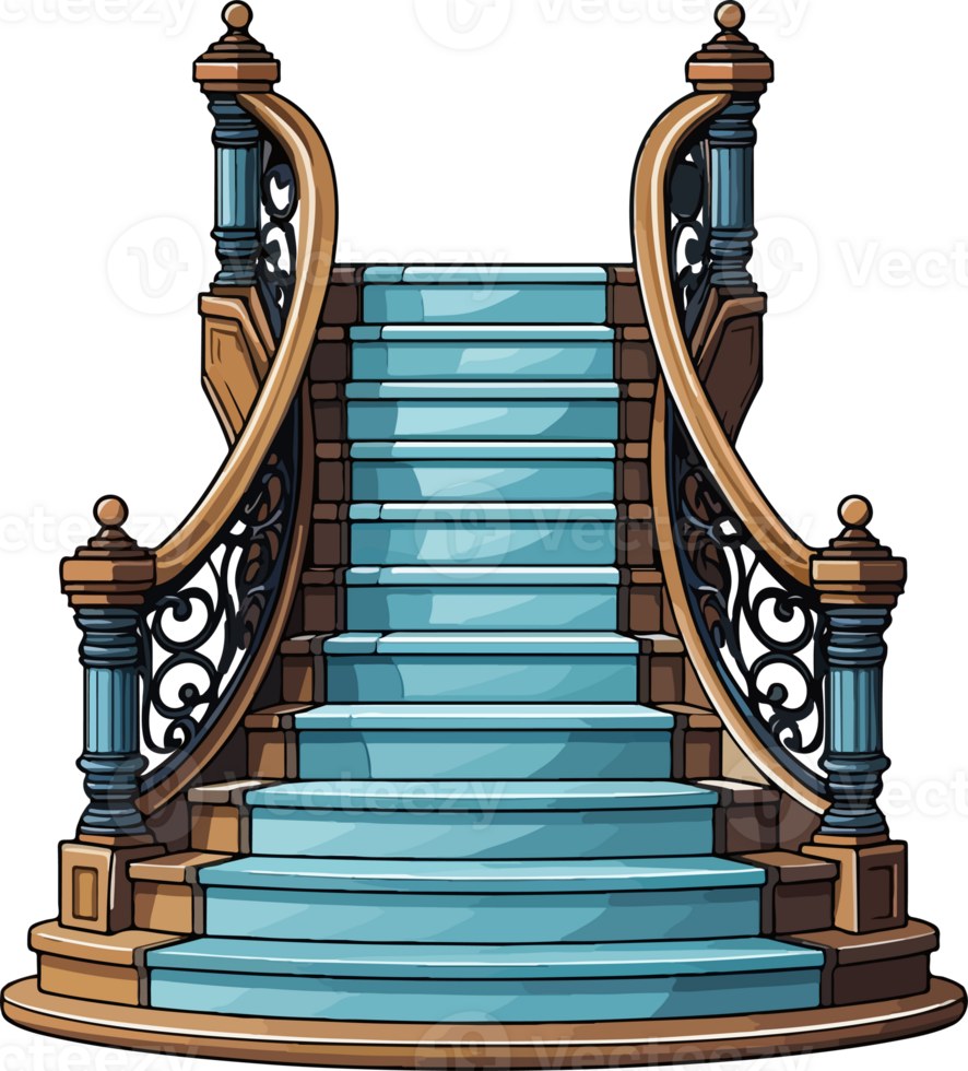 AI generated Cute stair in cartoon style png