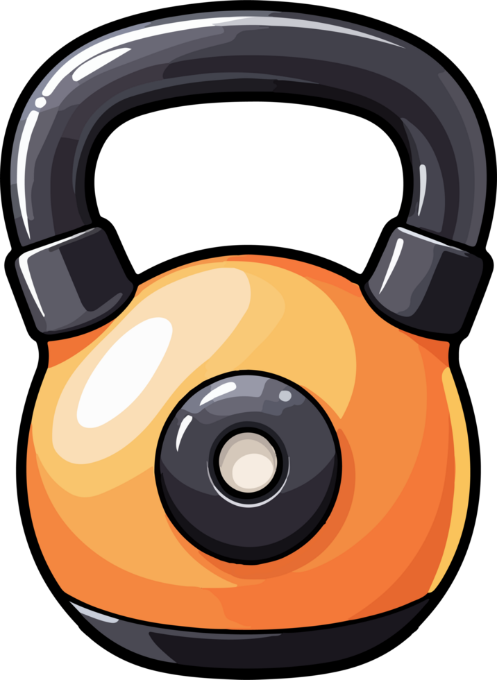 ai generato carino allenarsi kettlebell nel cartone animato stile png