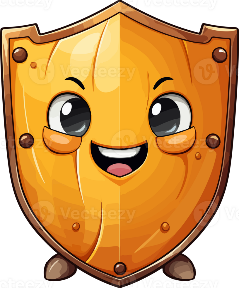 AI generated Cute shield in cartoon style png