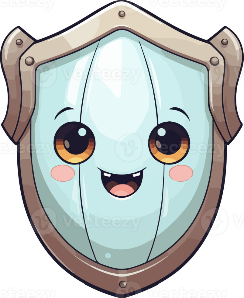 AI generated Cute shield in cartoon style png
