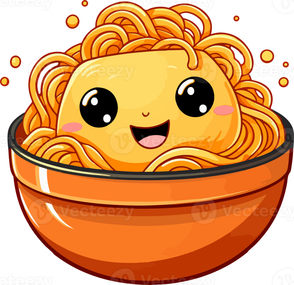 AI generated Cute noodle in cartoon style png