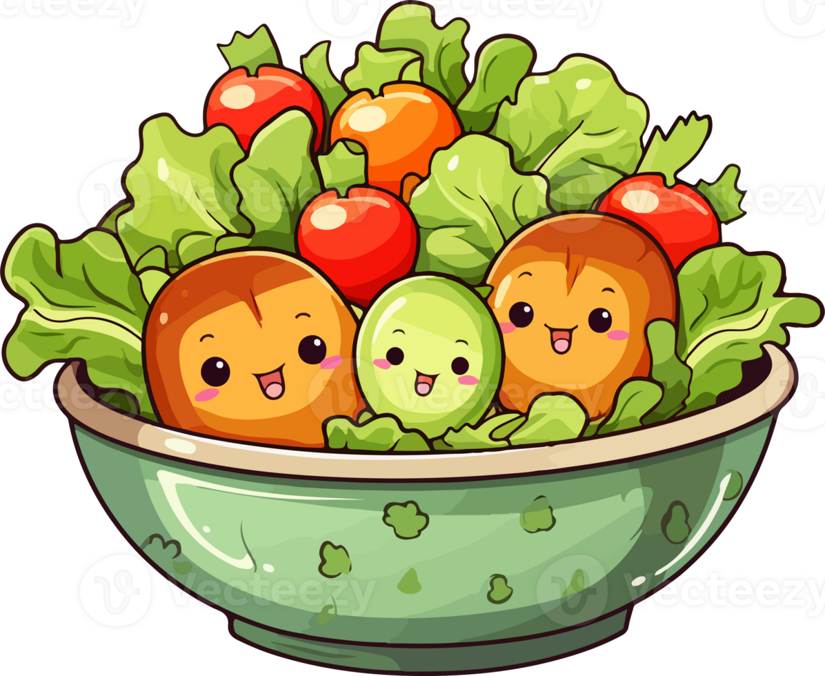 AI generated Cute Salad in cartoon style png