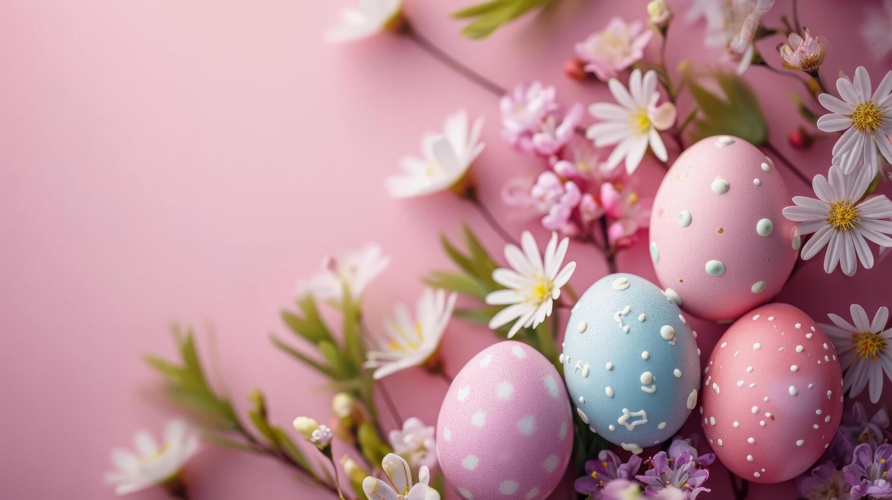 AI generated Pastel Egg Paradise. Easter joy with ample copy space photo