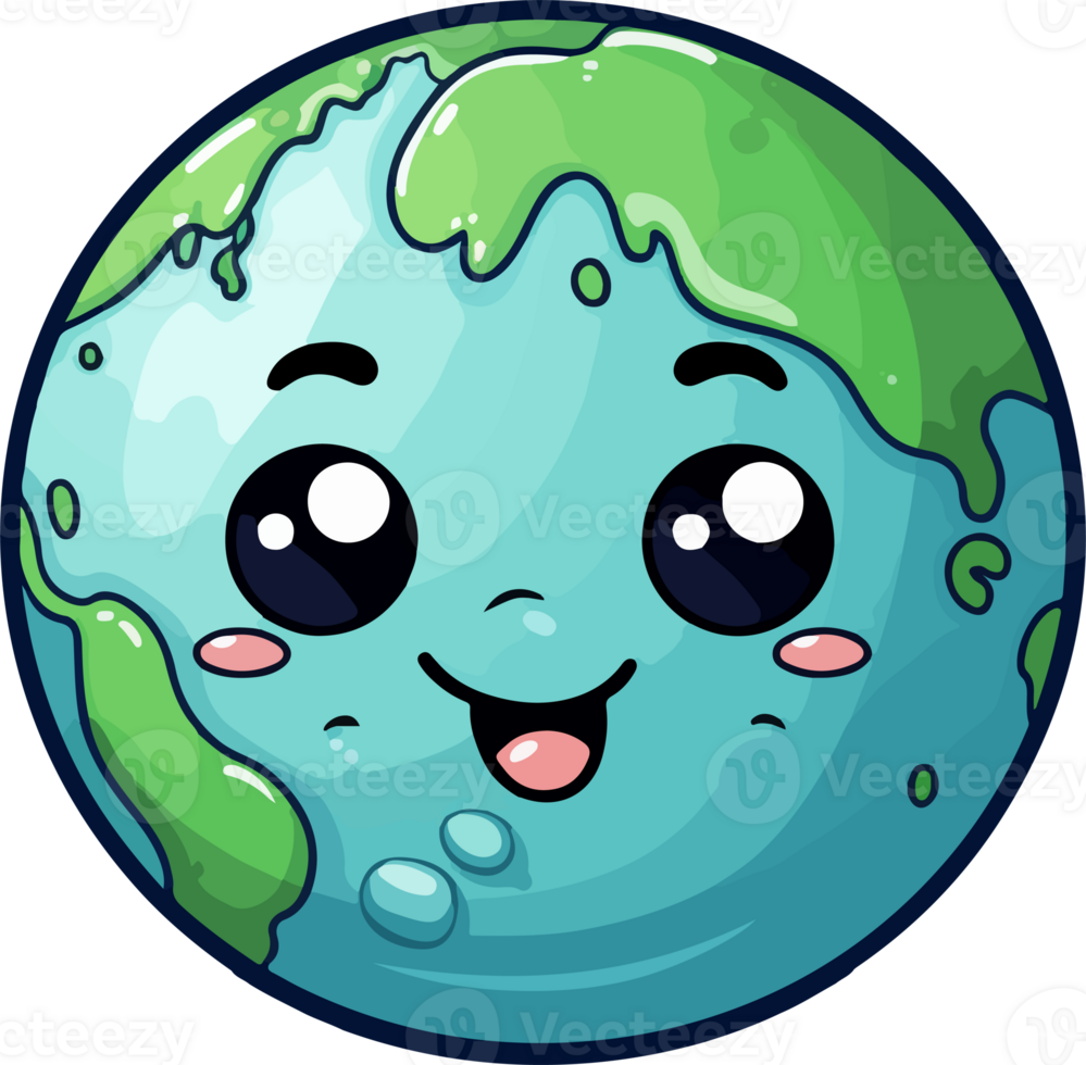 AI generated Cute Earth in cartoon style png