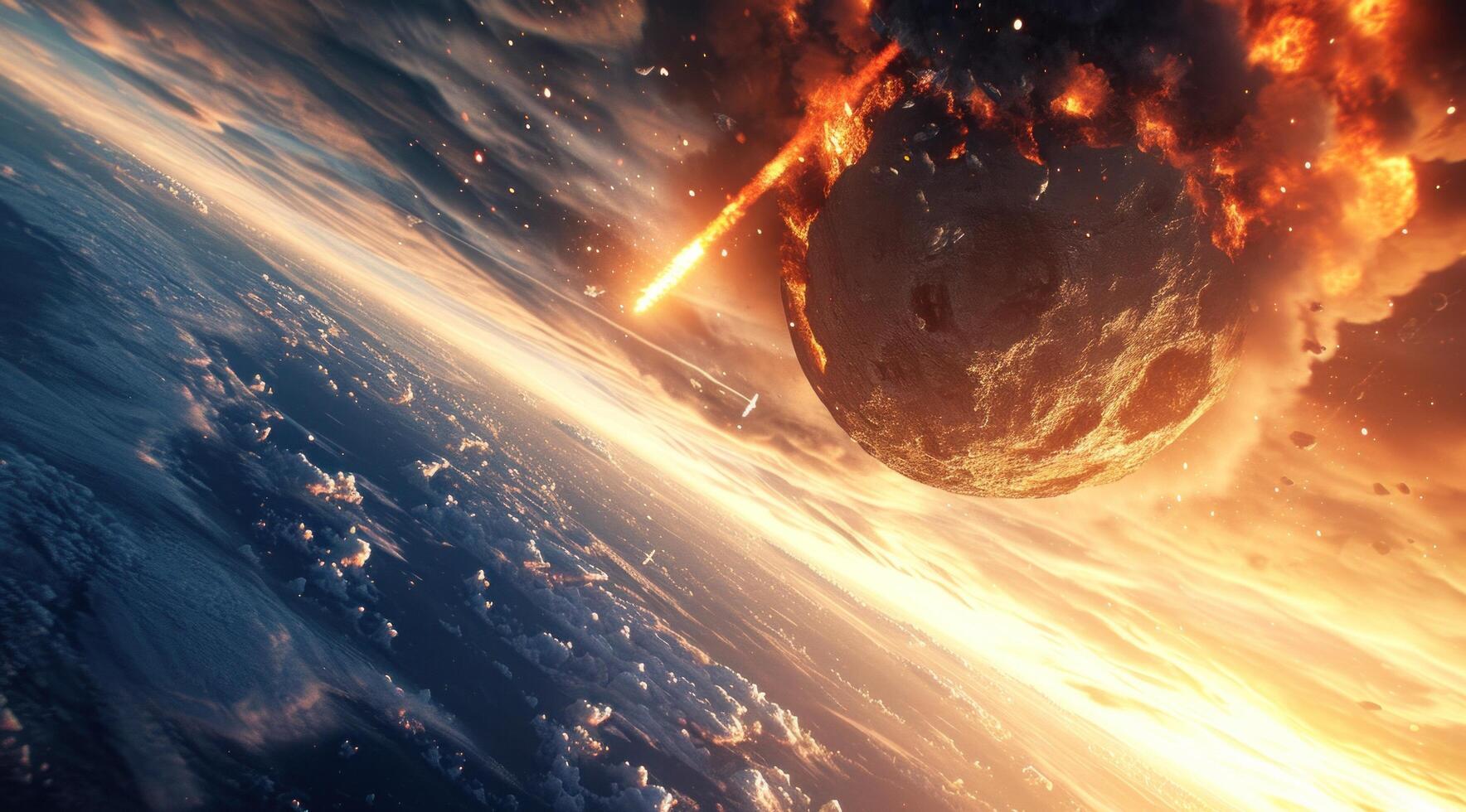 AI generated a big meteor is heading towards earth photo