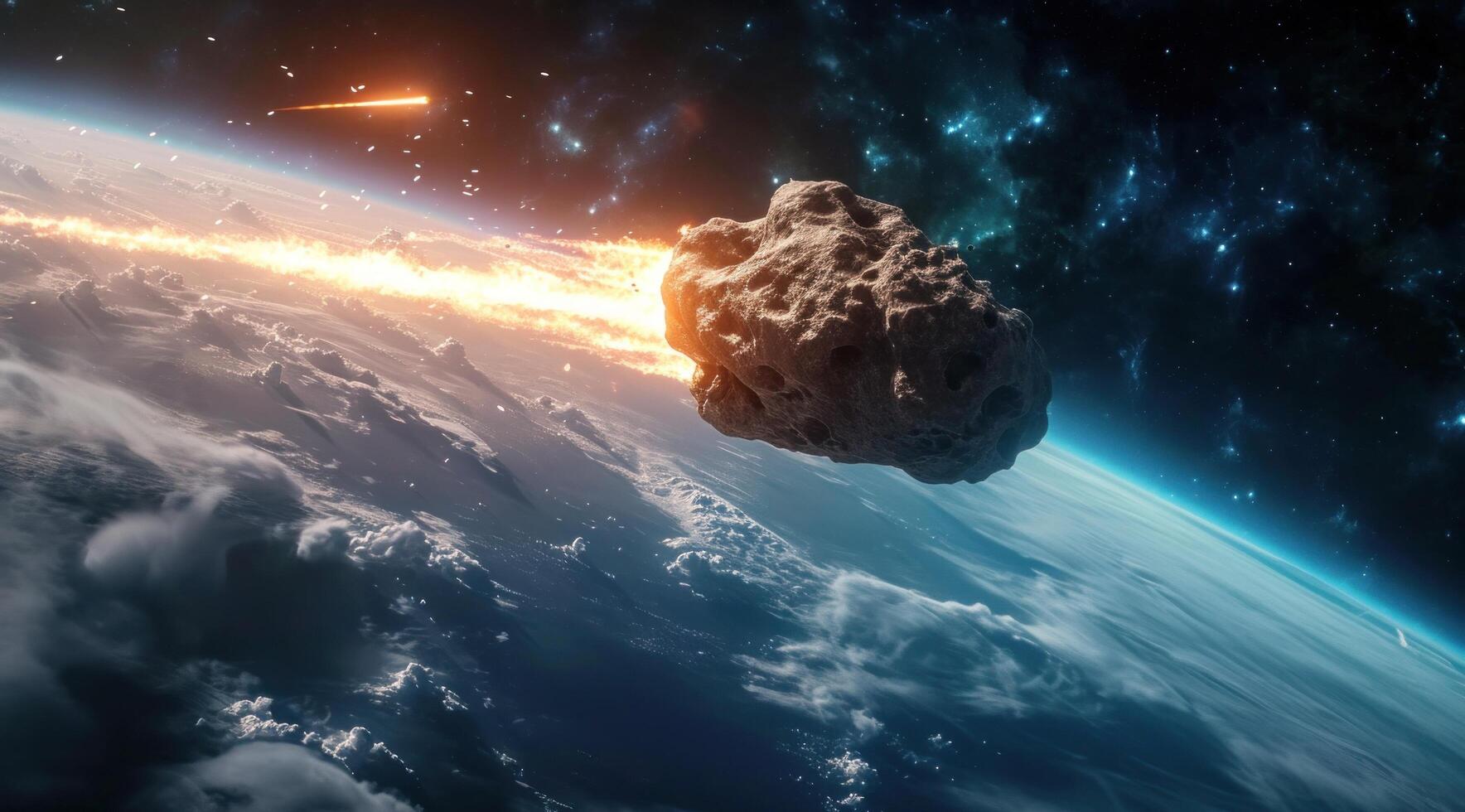 AI generated an asteroid is near the earth in an artist's interpretation photo