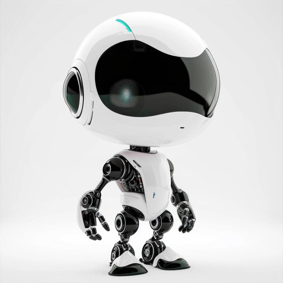 AI generated Cute realistic android robot smiling isolated photo