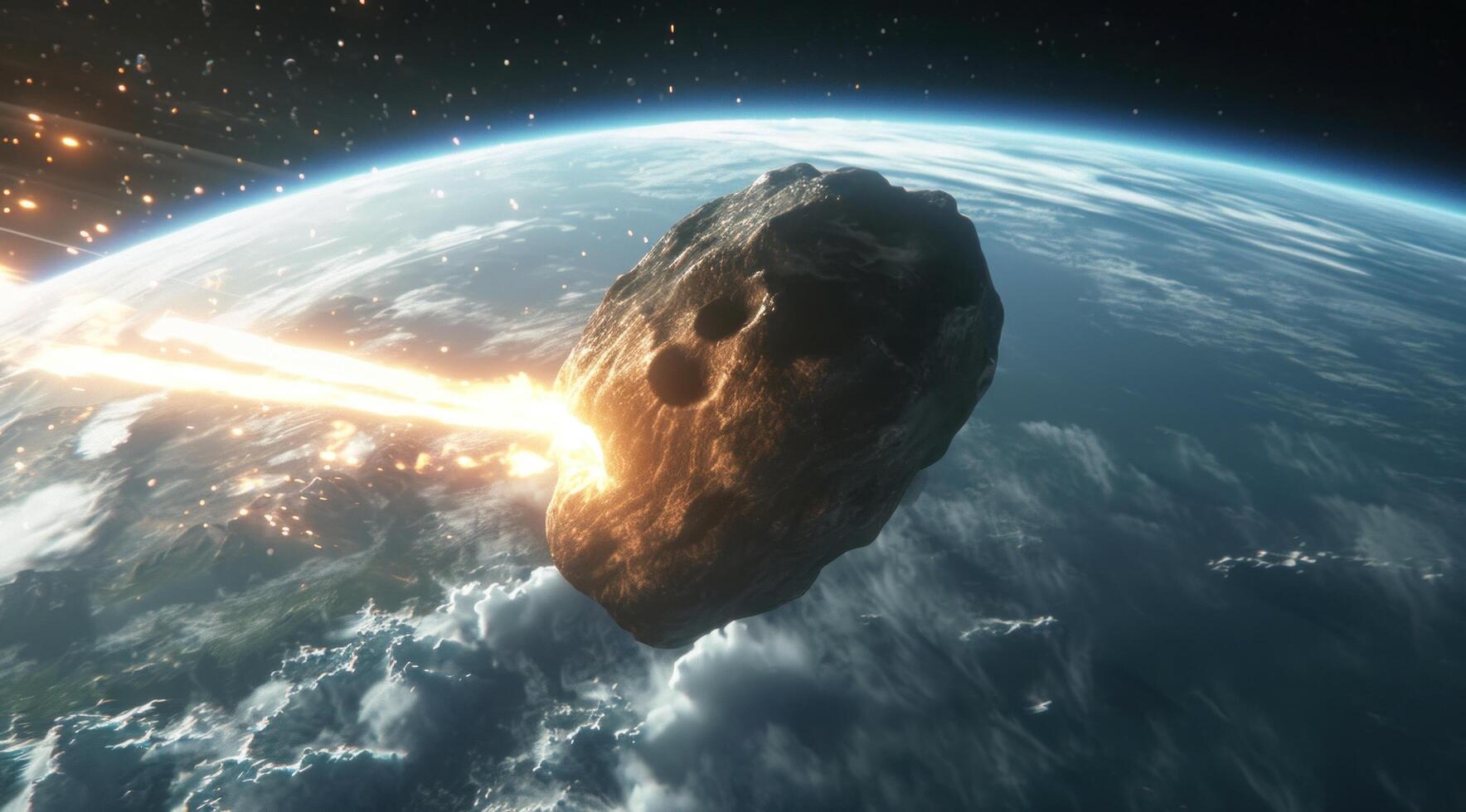 AI generated an asteroid is near the earth in an artist's interpretation photo