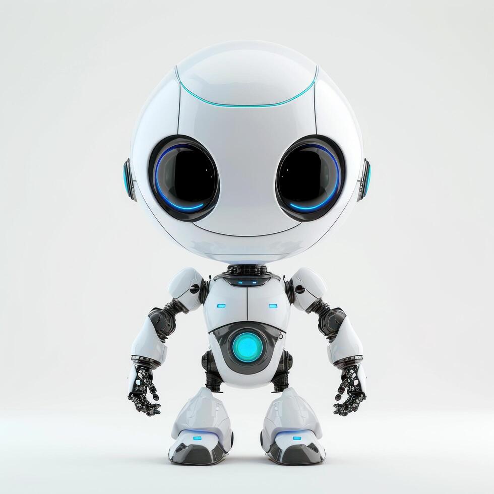 AI generated Cute realistic android robot smiling isolated photo