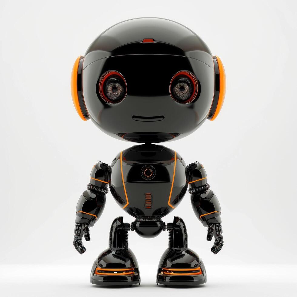 AI generated Cute realistic android robot smiling isolated photo