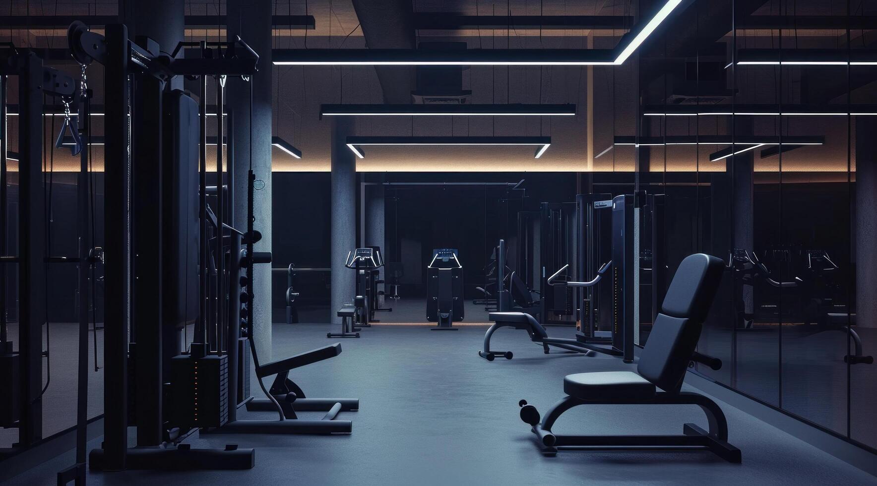 ai generado ejercicio máquinas en un gimnasio foto