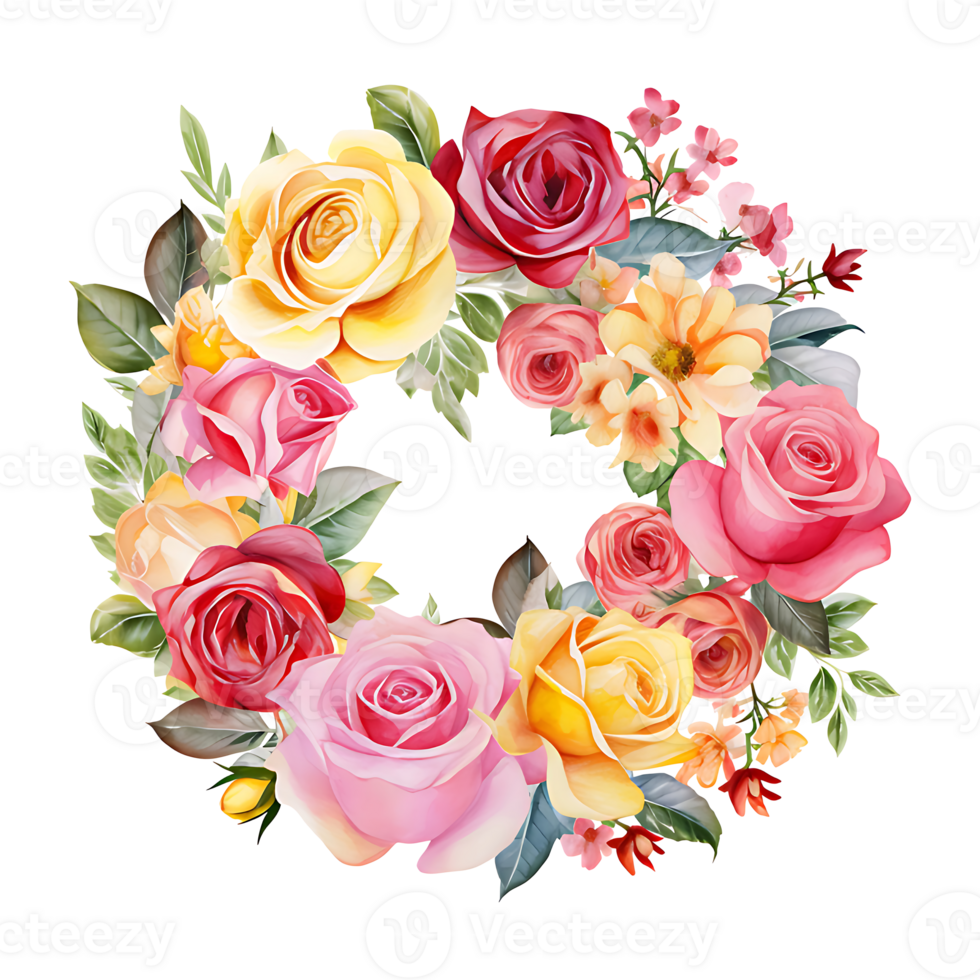 AI generated watercolor hand painting style a bunch of rose flowers isolated. Clipping path included. png