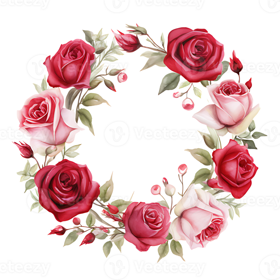 AI generated watercolor hand painting style a bunch of rose flowers isolated. Clipping path included. png