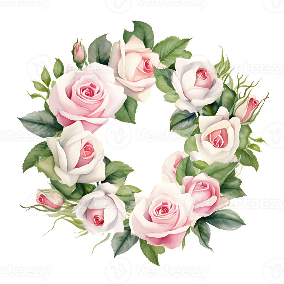 AI generated watercolor hand painting style a bunch of rose flowers isolated. Clipping path included. png