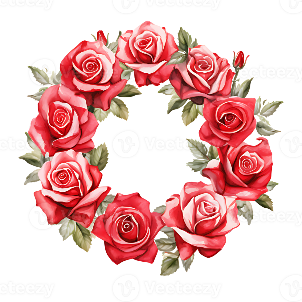 AI generated watercolor hand painting style a bunch of rose flowers isolated. Clipping path included. png