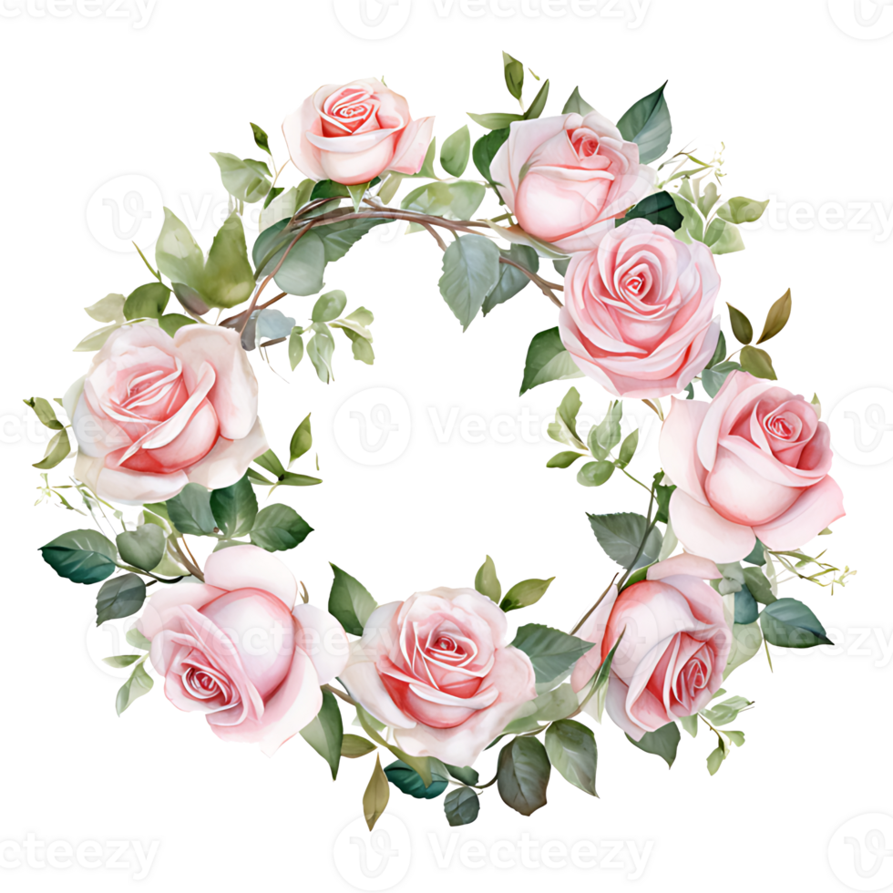 AI generated watercolor hand painting style a bunch of rose flowers isolated. Clipping path included. png