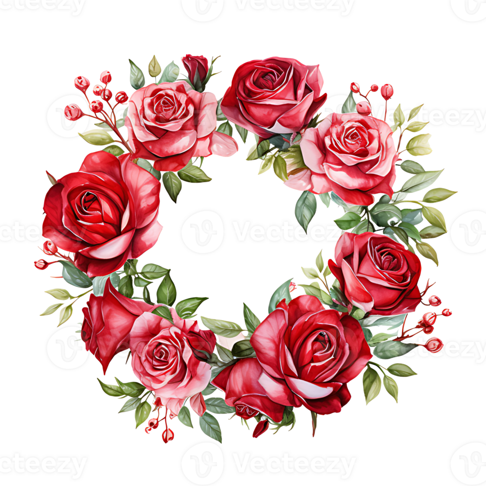 AI generated watercolor hand painting style a bunch of rose flowers isolated. Clipping path included. png