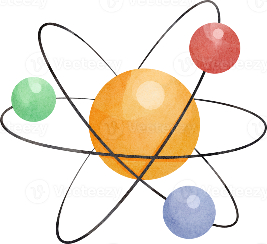 watercolor education physic atom png