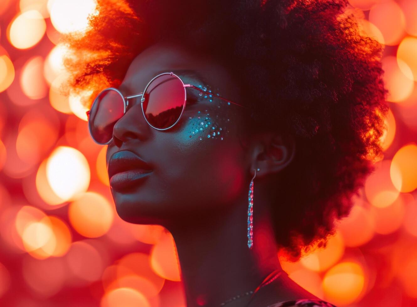 ai generado el mejor sombras para un africano mujer vistiendo afro pelo foto