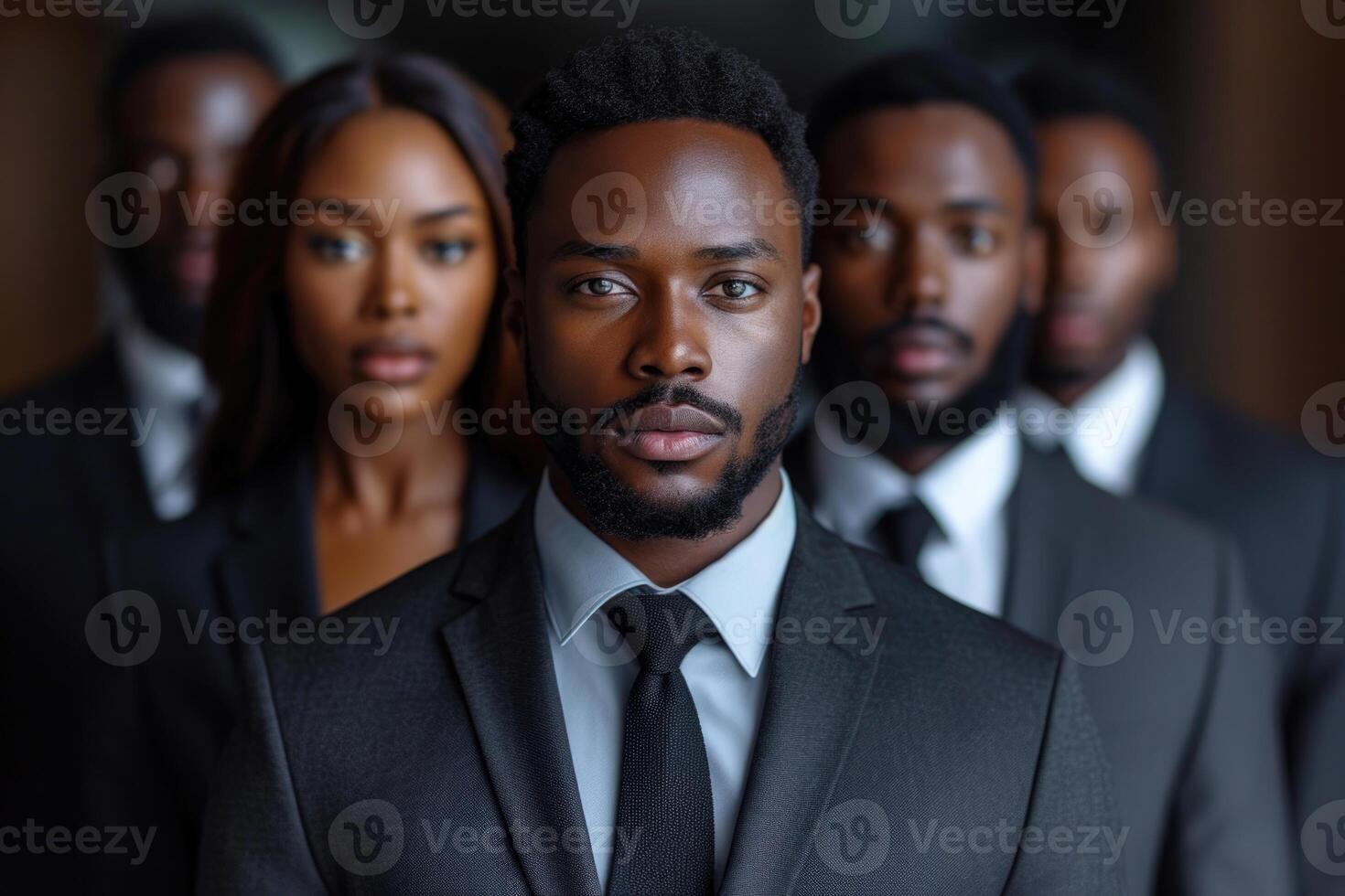 AI generated A group of business African Americans in an office suit. The Management team photo