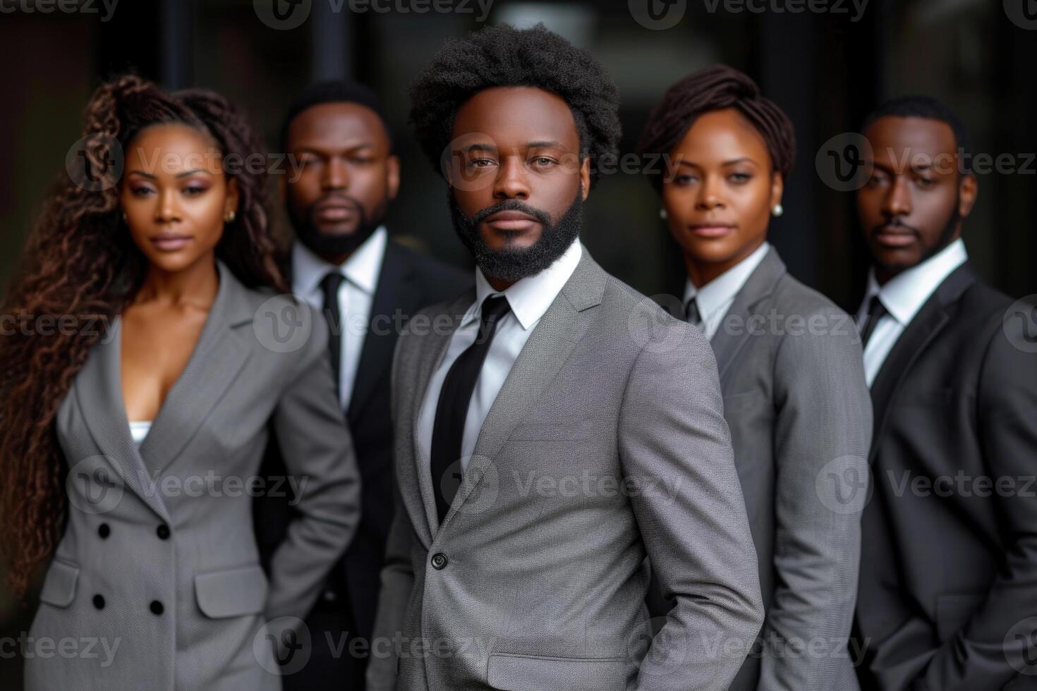 AI generated A group of business African Americans in an office suit. The Management team photo