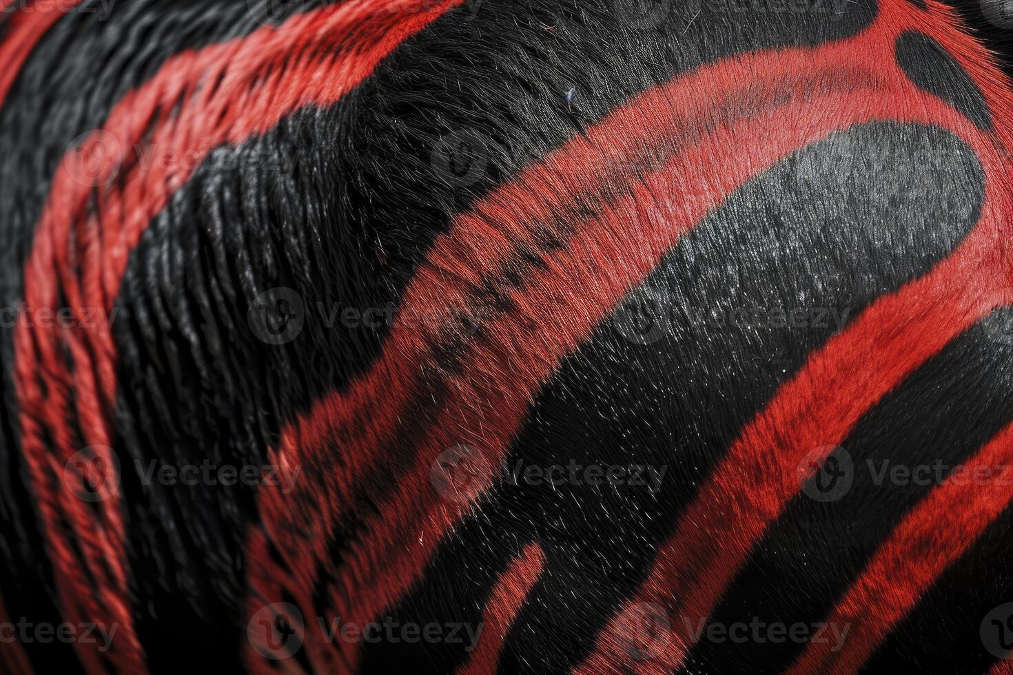 AI generated ultra realistic zebra skin wallpaper black and red photo