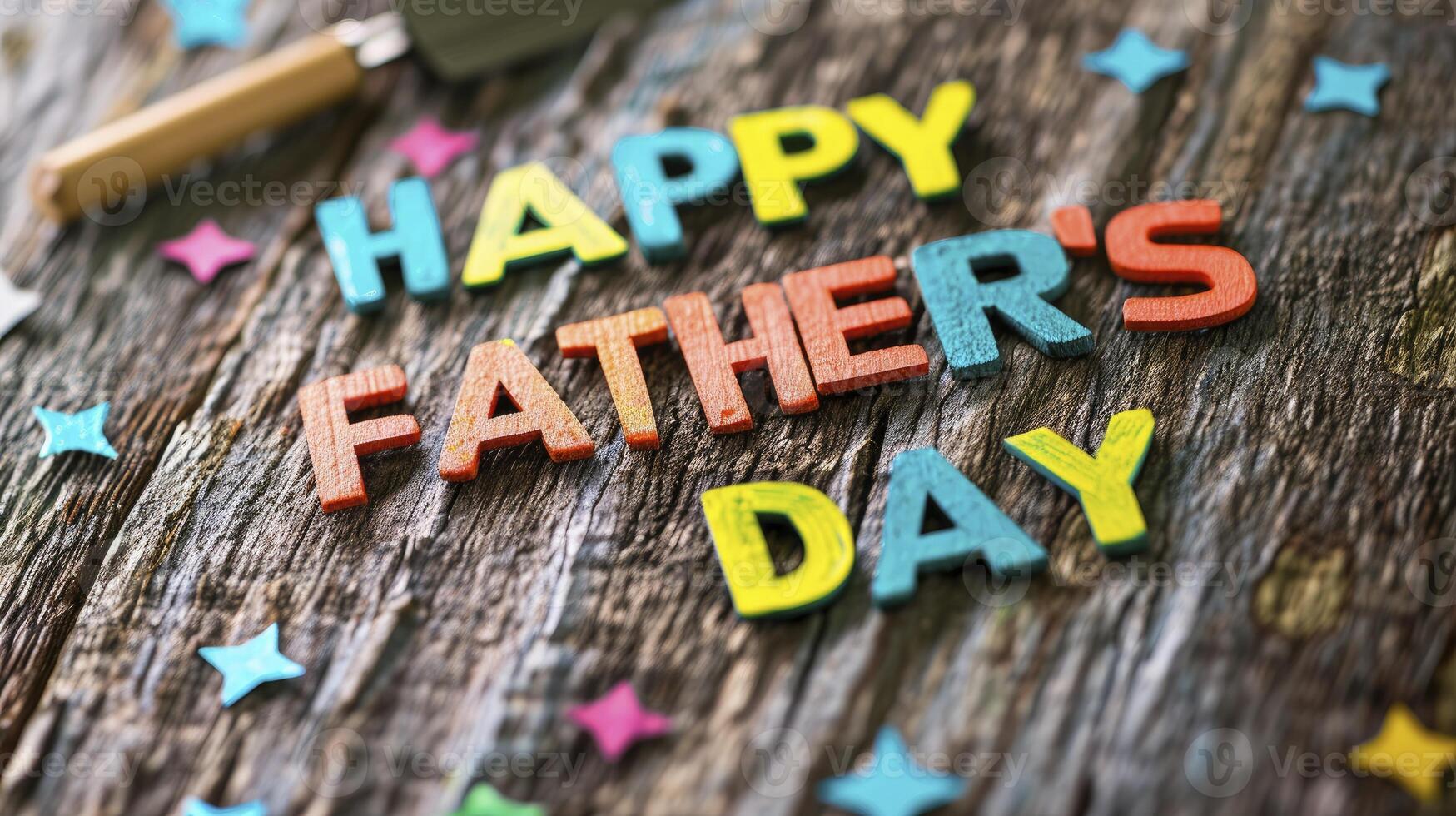 AI generated A photo of the text HAPPY FATHERS DAY written on a wooden background.