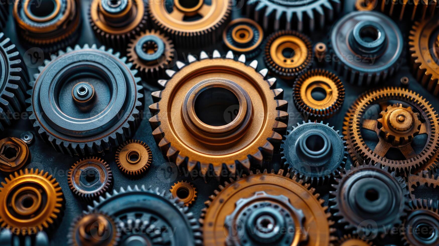 AI generated Details The gear is made of metal. Mechanical gears made of steel photo