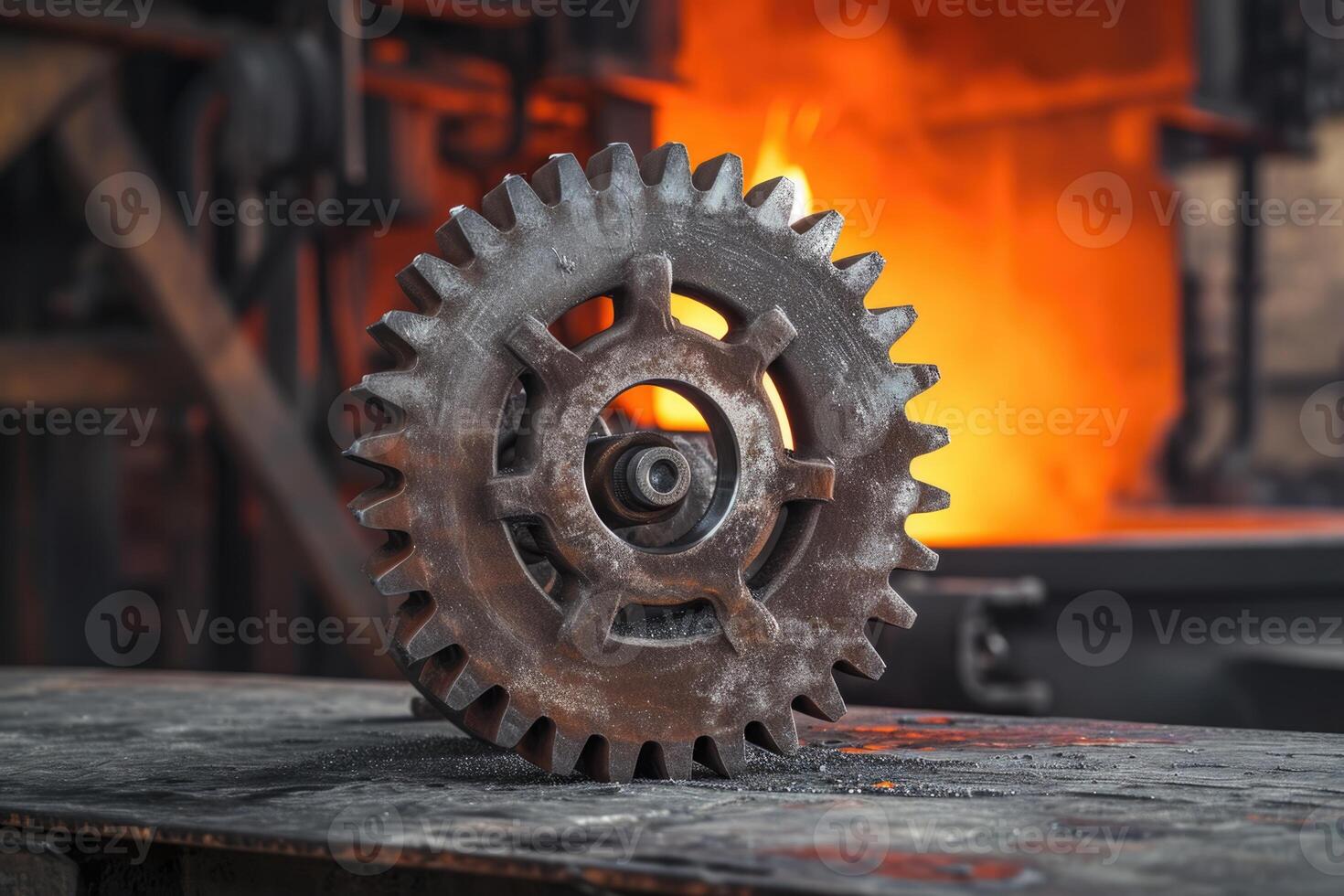 AI generated Details The gear is made of metal. Mechanical gears made of steel photo