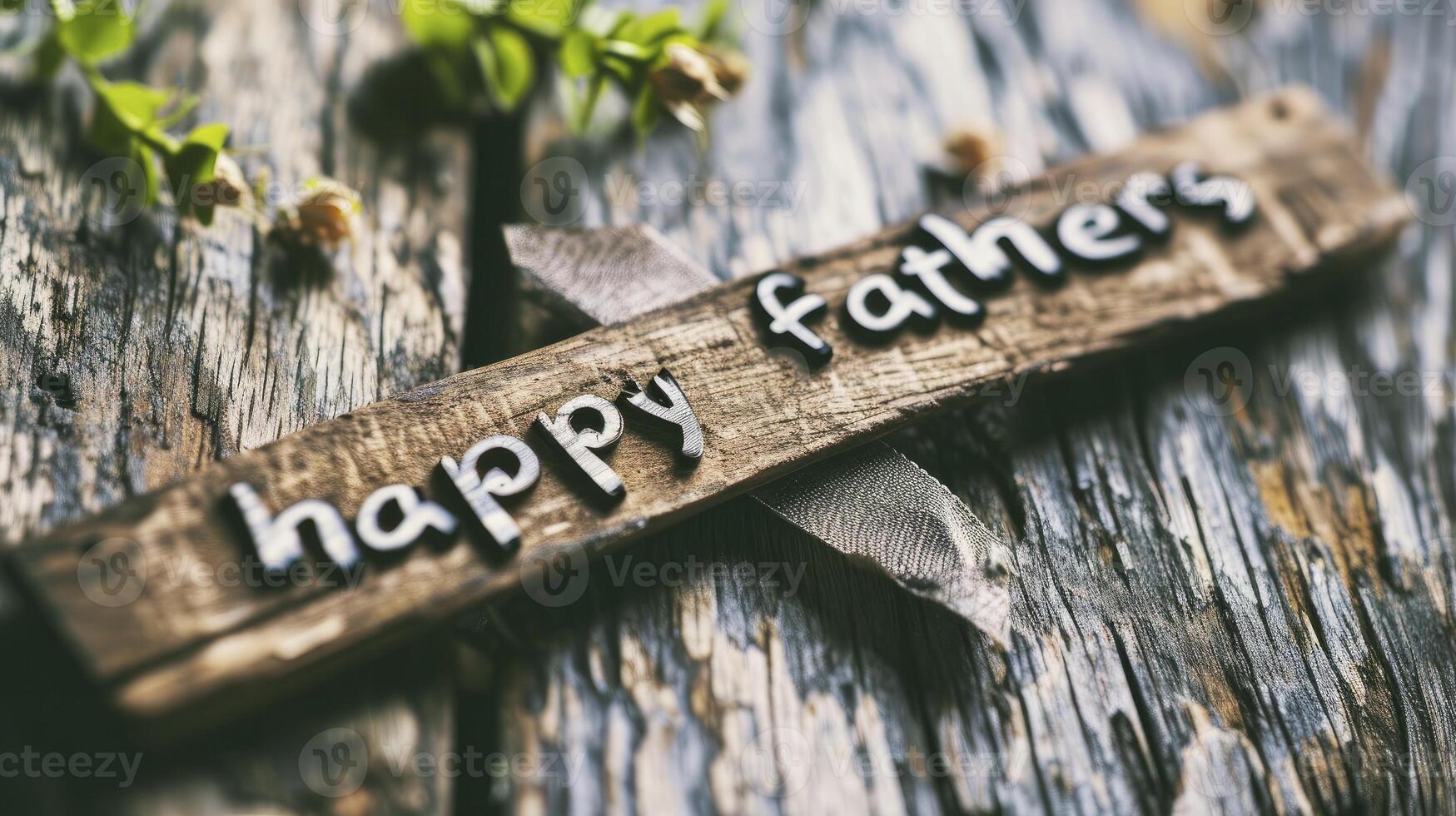 AI generated A photo of the text HAPPY FATHERS DAY written on a wooden background.