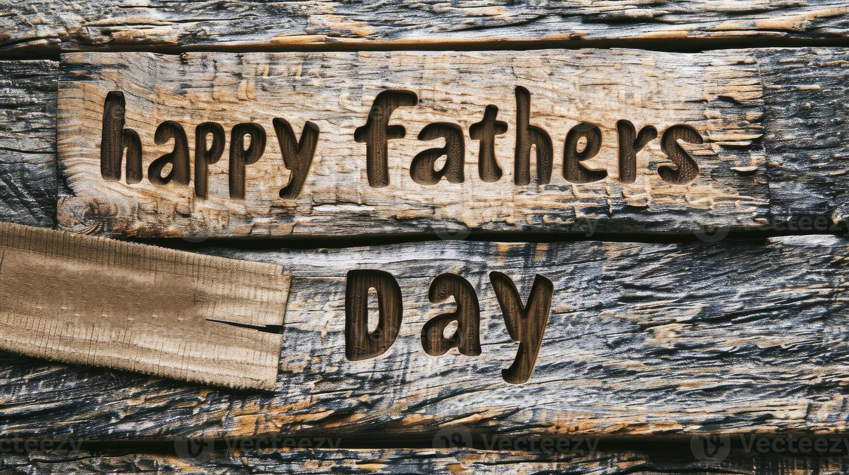 AI generated A photo of the text HAPPY FATHERS DAY written on a wooden background.