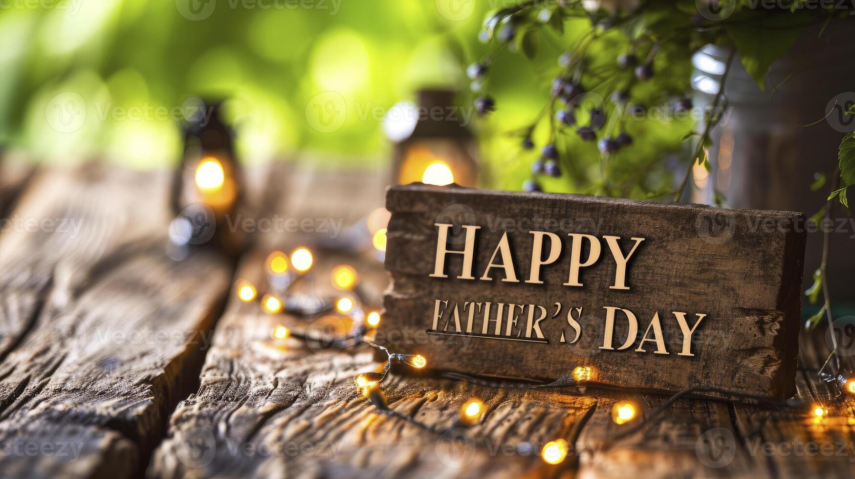 AI generated A photo of the text HAPPY FATHERS DAY written on a wooden background.