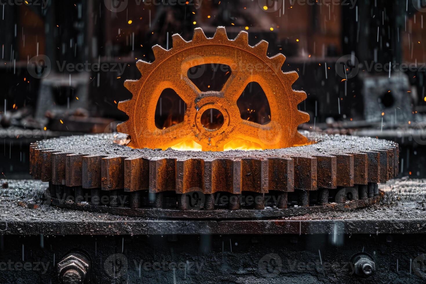 AI generated Details The gear is made of metal. Mechanical gears made of steel photo