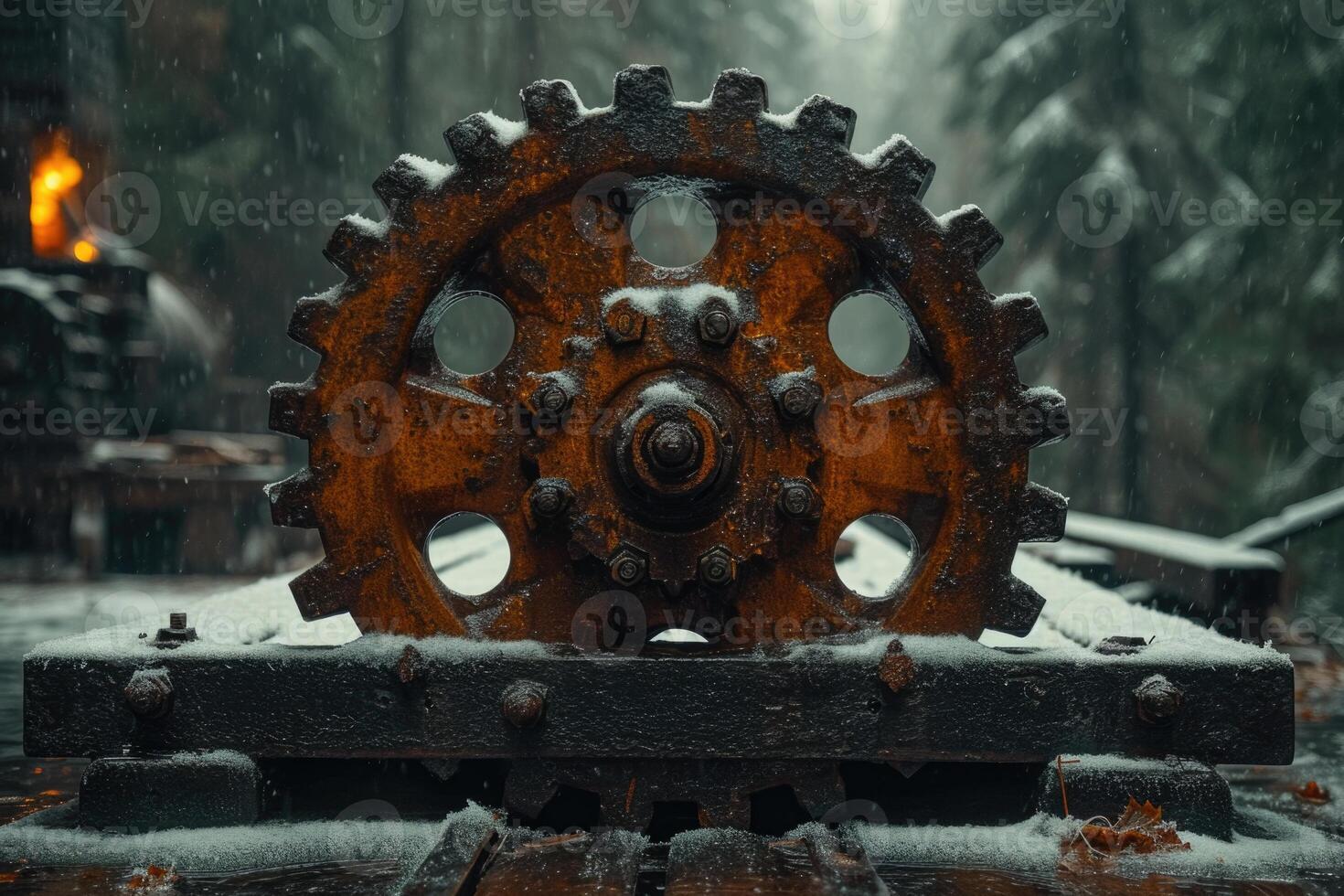 AI generated Details The gear is made of metal. Mechanical gears made of steel photo